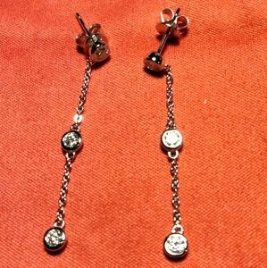 Moissanite diamond bezel drop earrings